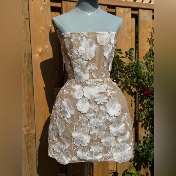 🆕 BRONX & BANCO 🧿 NWOT Jasmine Maraya White Mini Dress - Sz M US 6 - Picture 3 of 16